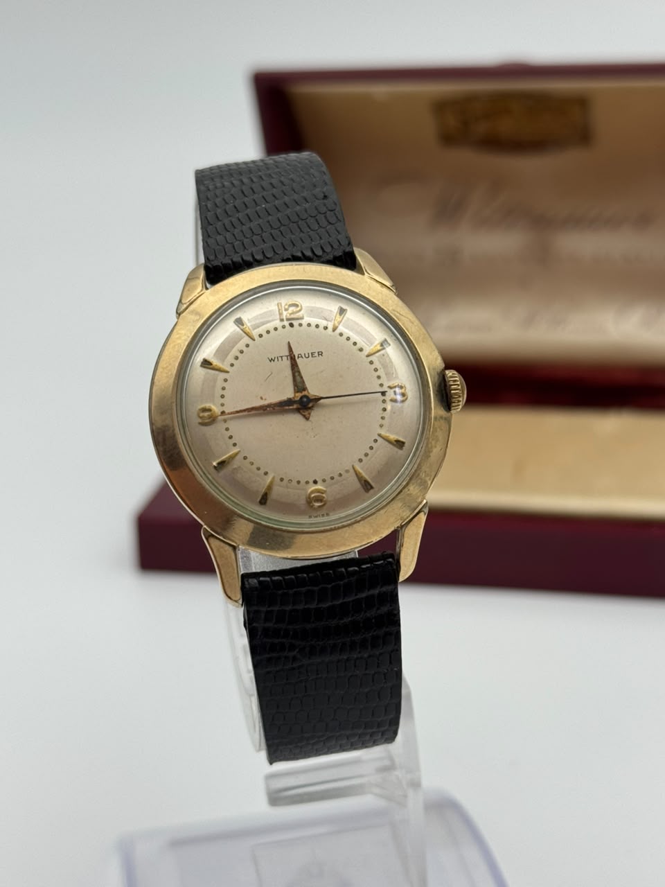 Vintage 1950s Wittnauer Honeycomb Dial Dress Watch